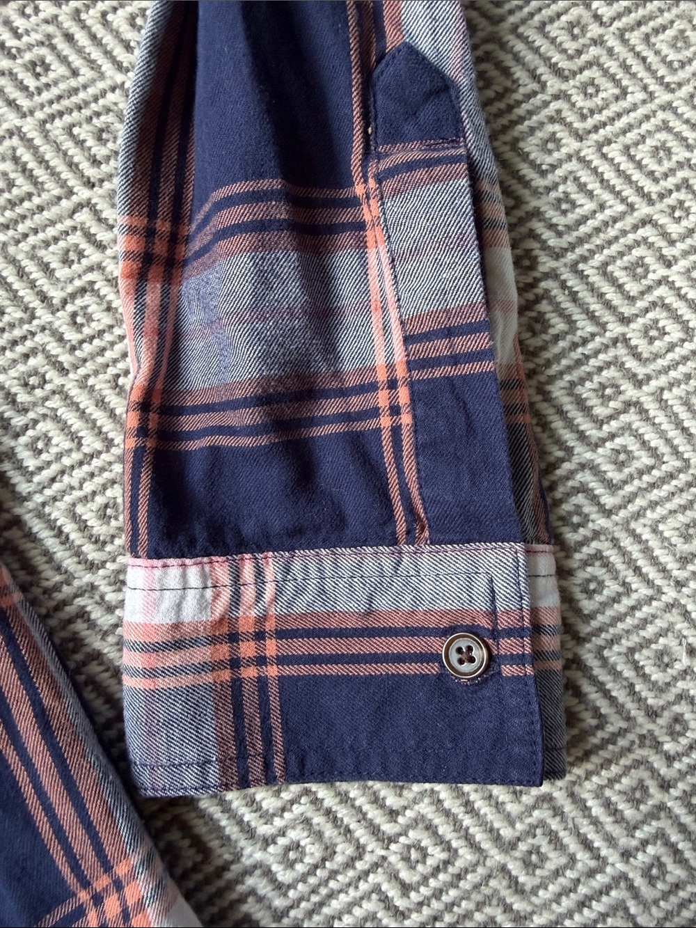 Old Navy Navy, Red & White Plaid Button-Down Shirt - Picture 3 of 12